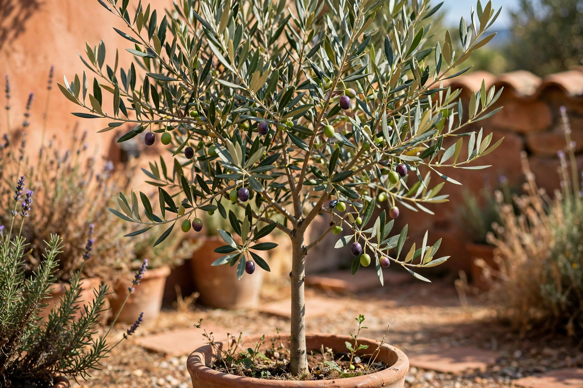 Arbequina olive tree in a pot